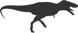 A silhouette of a T. rex