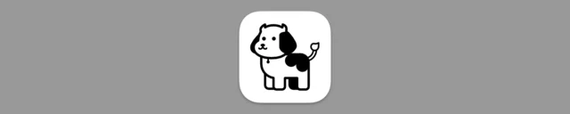 Lucky Notes’ app icon, a black-and-white line drawing of a cowdog.